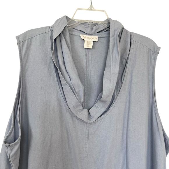 Cynthia Rowley Light Blue Linen Blend Sleeveless Cowl Neck Hi-Low Dress Size 3X - Picture 5 of 10